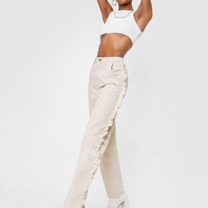 NWT Nasty Gal Frayed High Waisted Straight Leg Jean 6